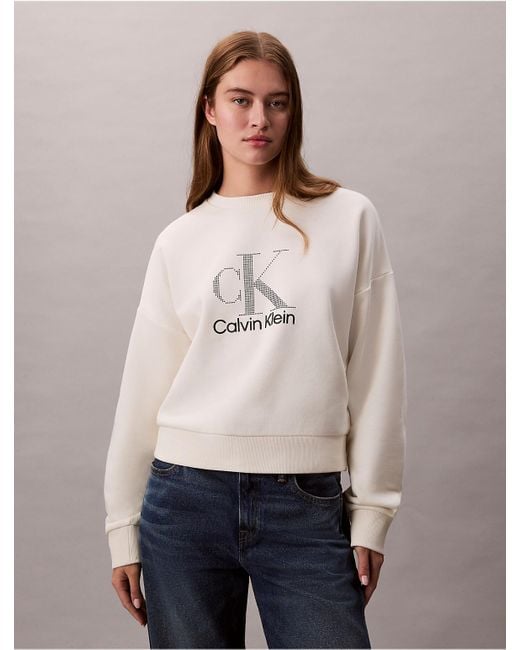 Calvin Klein Natural Calvin Klein Fleece Logo Graphic Relaxed Sweatshirt