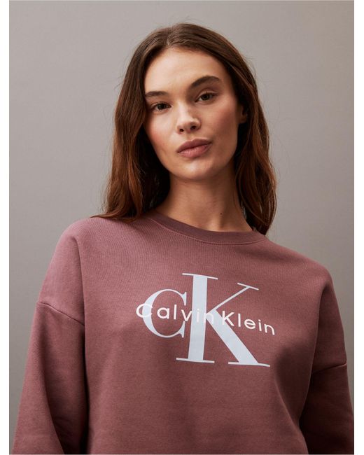Calvin Klein Brown Monogram Logo Relaxed Crewneck Sweatshirt
