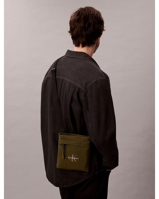 Calvin Klein Green Nylon Monogram Logo Flatpack for men