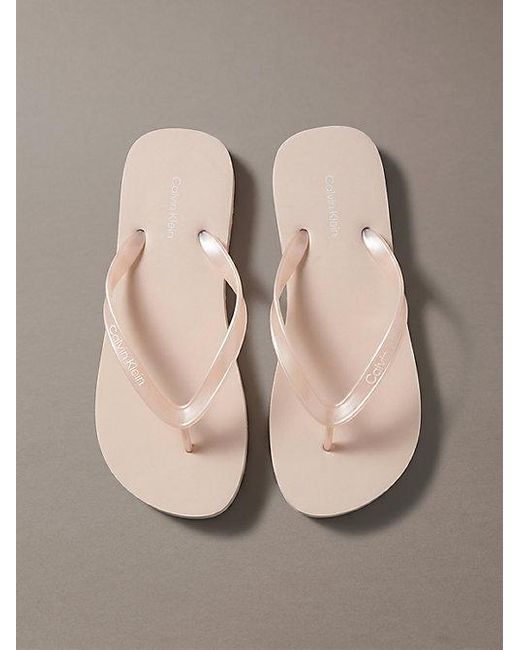 Calvin Klein Gray Arwa Metallic Pearlised Flip Flops