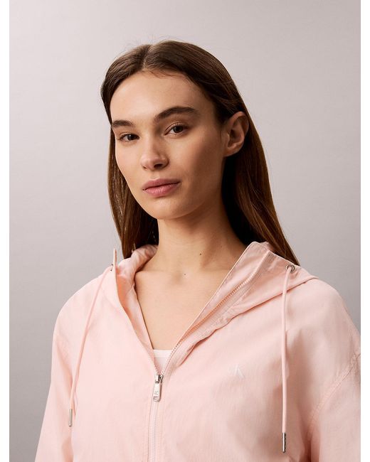 Calvin Klein Pink Hooded Nylon Windbreaker Jacket