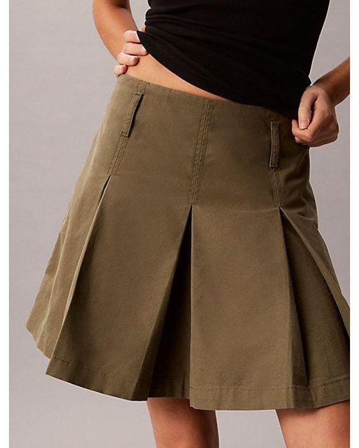 Calvin Klein Brown Jeans Canvas Pleated Mini Skirt