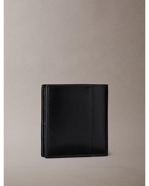 Calvin Klein Black Allover Emblem Logo Trifold Wallet With Coin Pouch for men