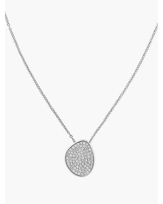 Calvin Klein White Crystal Pendant Long Necklace