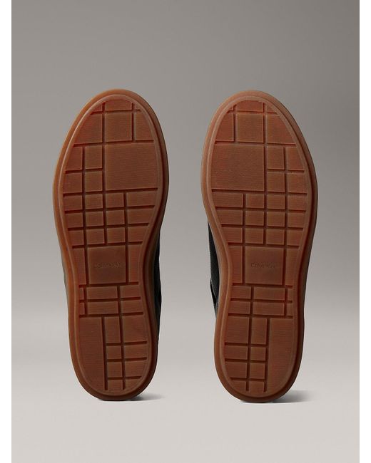 Calvin Klein Gray Leather Signature Logo Trainers