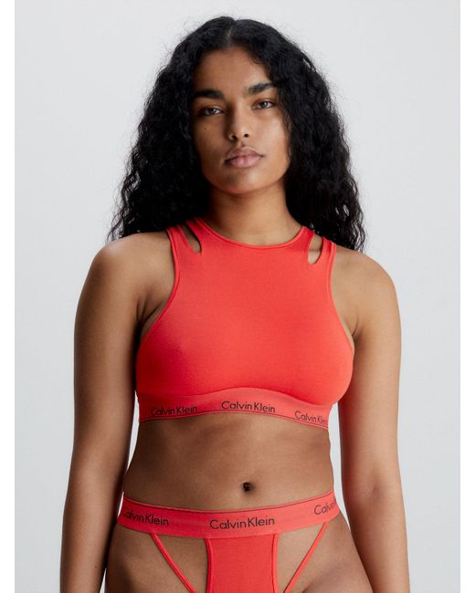 Calvin Klein Modern Cotton Unlined Triangle Bralette, Rouge at John Lewis &  Partners