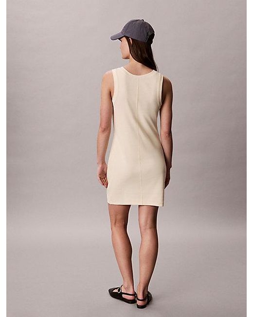 Calvin Klein Natural Jeans Ribbed Embroidered Logo Tank Dress