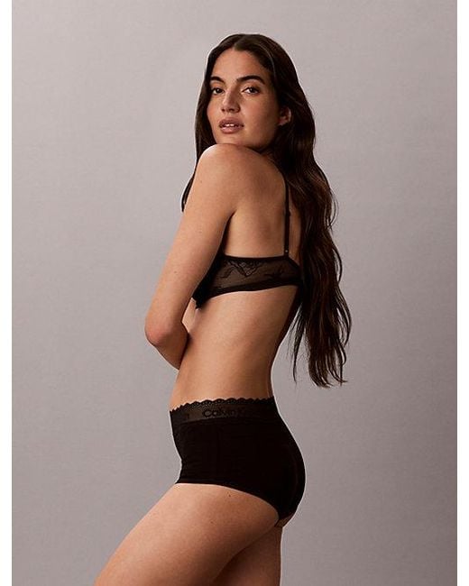 Calvin Klein Black Boy Shorts Cotton Lace