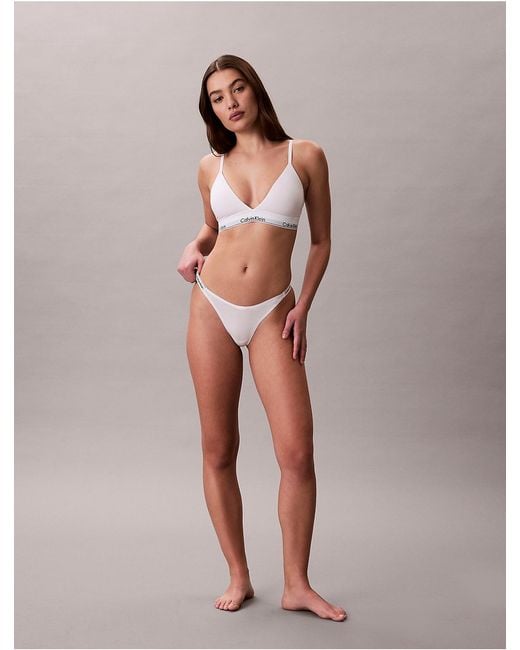 Calvin Klein White String Thong Icon Logo