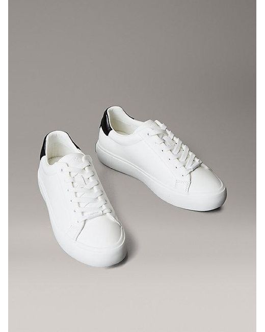 Calvin Klein Metallic Smooth Leather Embossed Logo Trainers