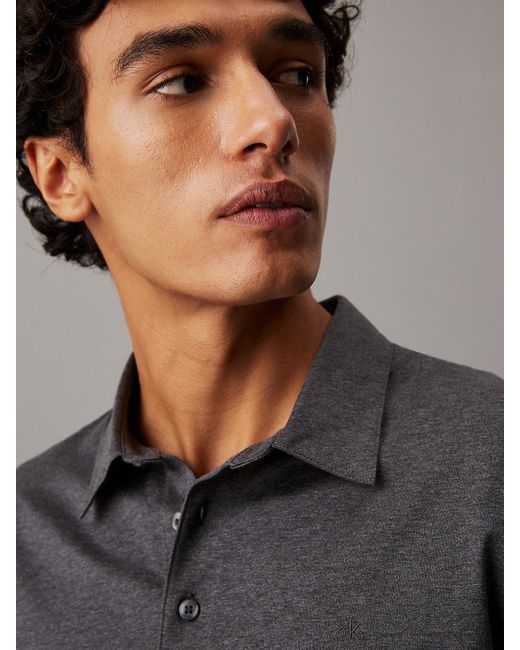 Calvin Klein Gray Slim Melange Polo Shirt for men