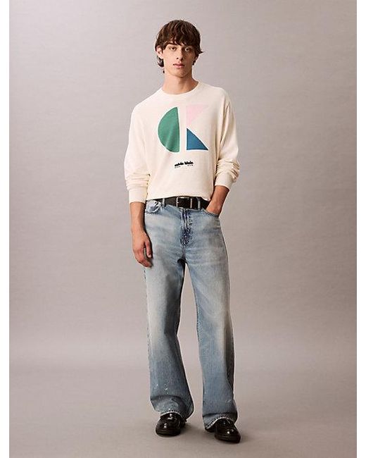Calvin Klein Relaxed Trui Met Monogram-Logo in het Natural voor heren