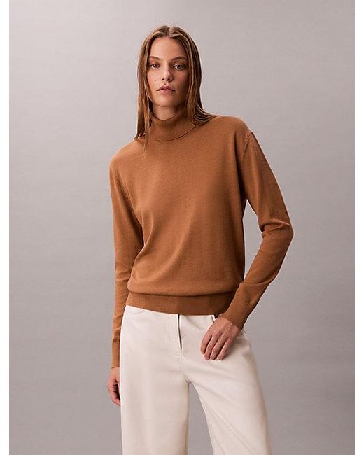 Calvin Klein Merino Coltrui in het Brown