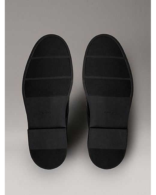 Calvin Klein Black Schnürschuhe Aus Leder Mit Blockabsatz