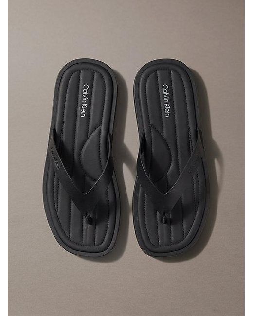 Calvin Klein Brown Alonso Leather Thong Sandals for men