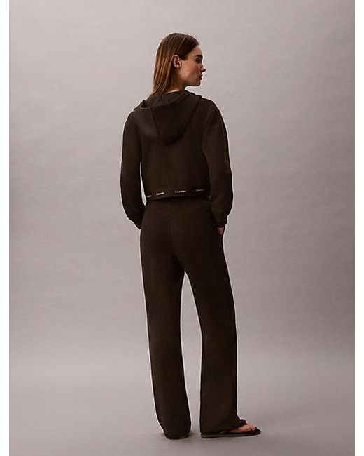 Calvin Klein Brown Jeans Logo Waistband Wide Leg Joggers