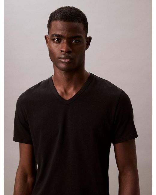 Lot De 3 T-Shirts D'Intérieur À Col En V Calvin Klein pour homme en coloris Black