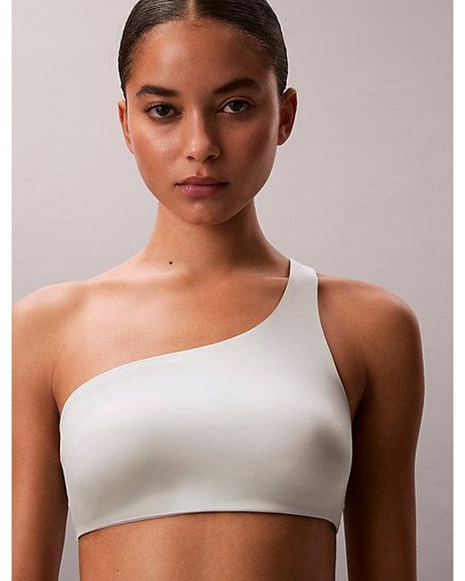 Calvin Klein Gray One Shoulder Bikini Top Ck Shine
