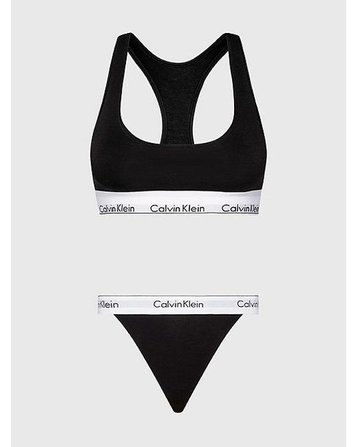 Conjunto de corpiño y tanga - Modern Cotton Calvin Klein de color Black