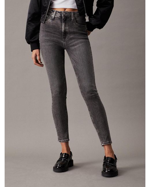 Calvin Klein Gray High Rise Super Skinny Ankle Jeans