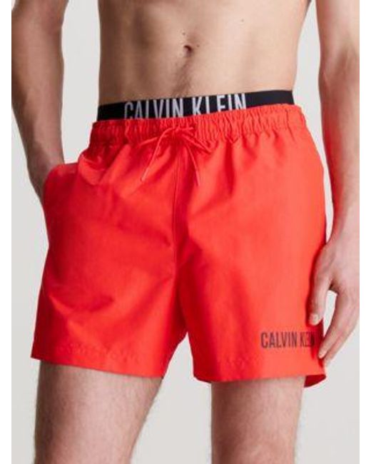 Bañador corto con cinturilla doble - Intense Power Calvin Klein de hombre de color Red