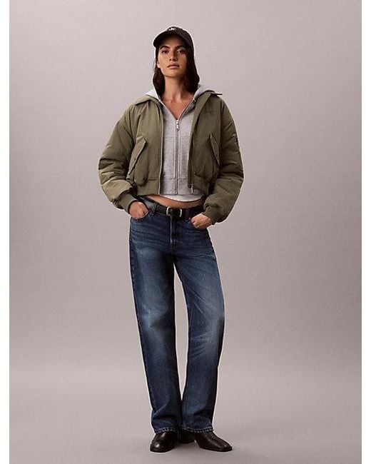 Calvin Klein Blue Jeans Lightly Padded Short Bomber Jacket