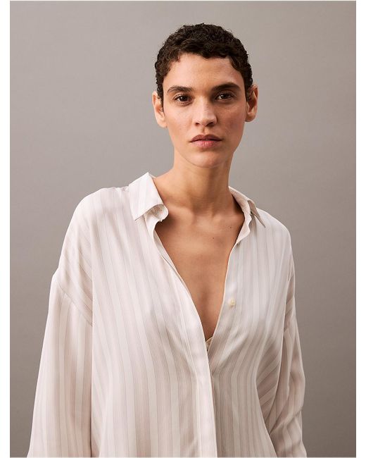 Calvin Klein Brown Relaxed Viscose Button Down Shirt