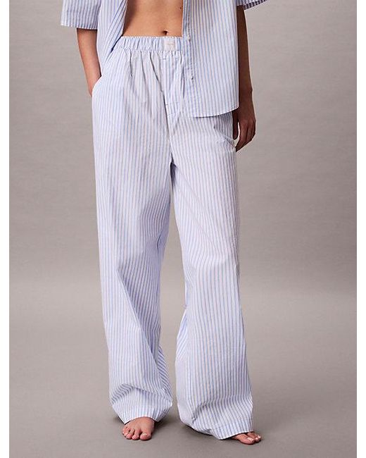 Calvin Klein Purple Pyjama Pants Cotton Poplin