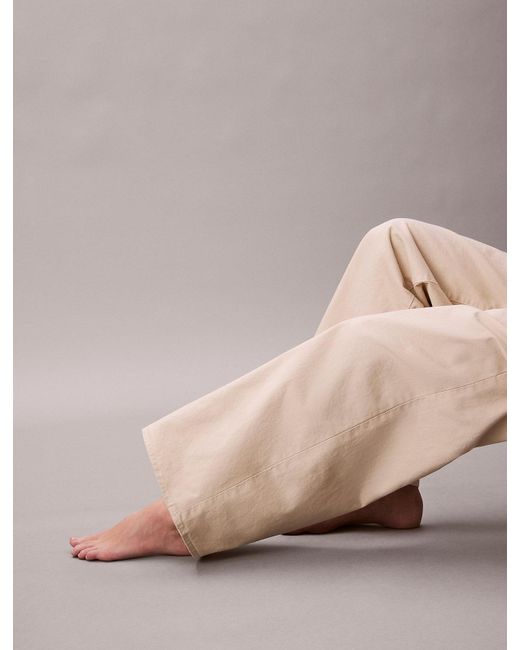 Calvin Klein Natural Super Wide Leg Twill Trousers