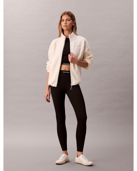 Calvin Klein Natural Relaxed Fleece Mock Neck Jacket