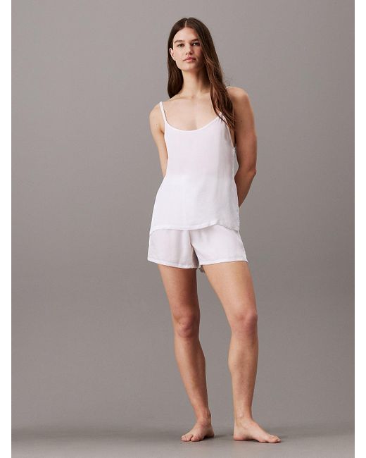 Calvin Klein Gray Cami And Shorts Pyjama Set - Pure Sheen