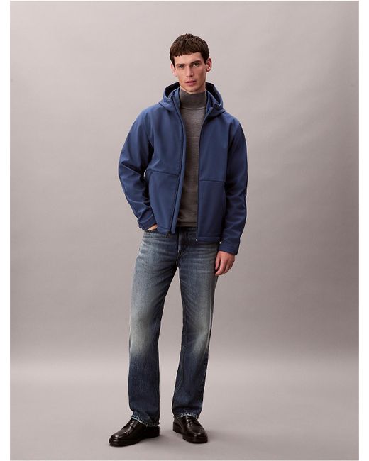 Calvin Klein Blue Hooded Softshell Zip Jacket for men