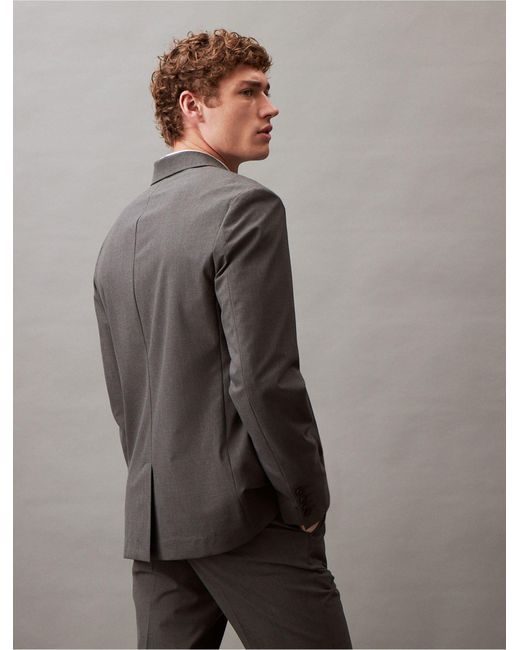 Calvin Klein Gray Stretch Work End-on-end Slim Fit Blazer for men