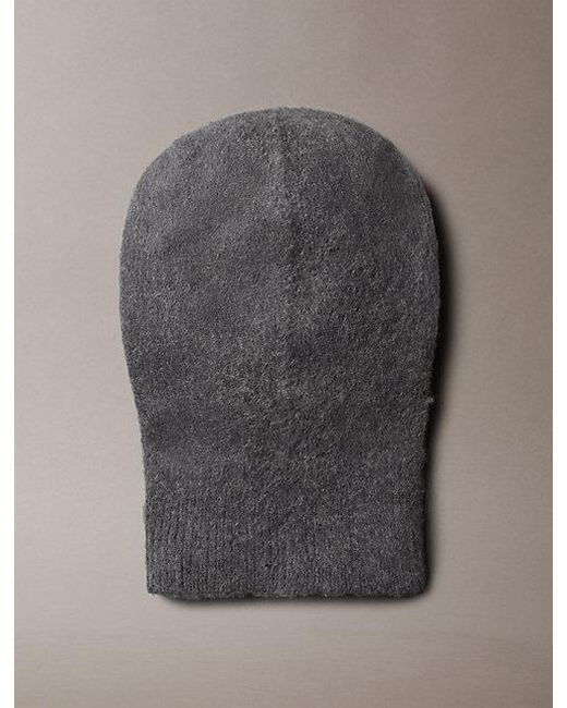 Calvin Klein Gray Wool Blend Emblem Logo Balaclava Hood for men