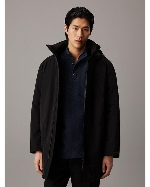 Calvin Klein Black Hooded Parka Coat for men