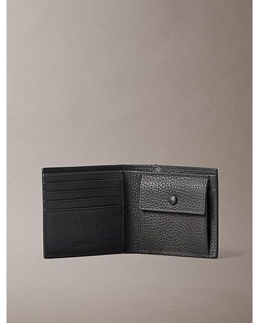 Calvin Klein Gray Leather Rfid Foil Logo Billfold Wallet for men