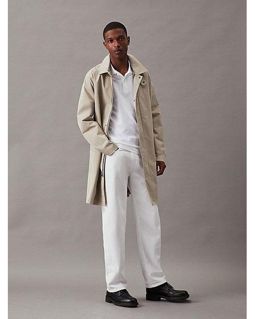 Calvin Klein White Slim Stretch Pique Polo Shirt for men