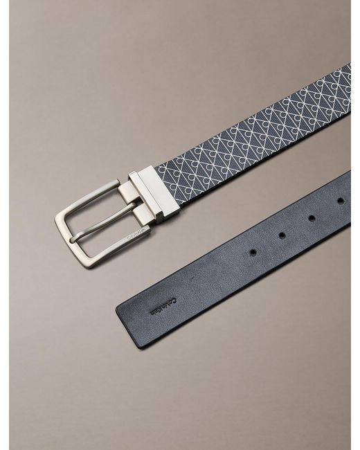 Cintura Double-Face Con Logo di Calvin Klein in Gray da Uomo