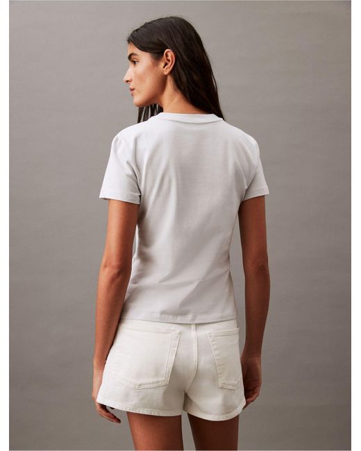Calvin Klein White Gradient Logo Slim Fit Crewneck T-shirt