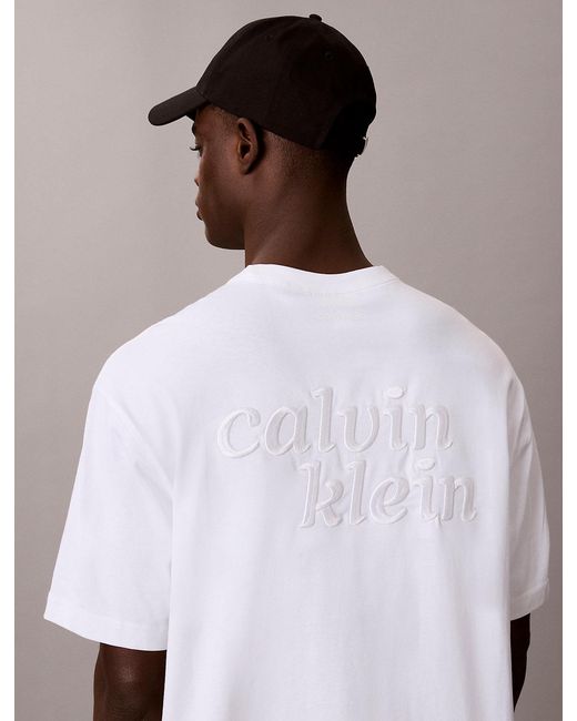 Calvin Klein White Relaxed Logo Appliqué T-Shirt for men