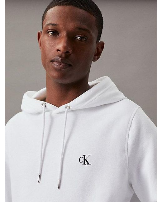 Calvin Klein White Jeans Cotton Blend Fleece Hoodie for men
