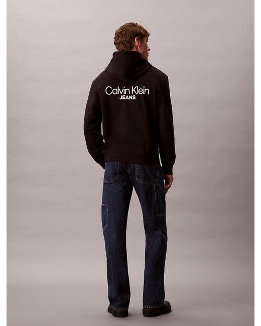 Calvin Klein Brown Cotton Terry Logo Hoodie for men