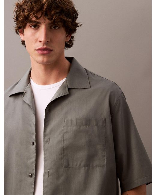 Calvin Klein Gray Relaxed Cotton Gauze Shirt for men