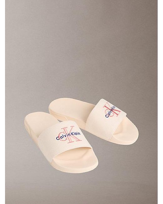 Calvin Klein Multicolor Konturierte Logo-Slippers Aus Canvas