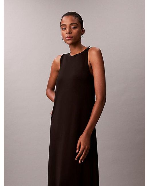 Calvin Klein Brown Refined Jersey Hardware Sleeveless Dress