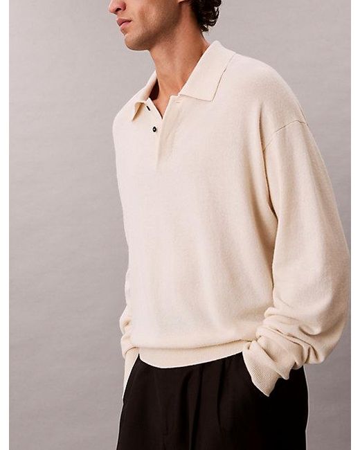 Calvin Klein Natural Cashmere Polo Jumper for men
