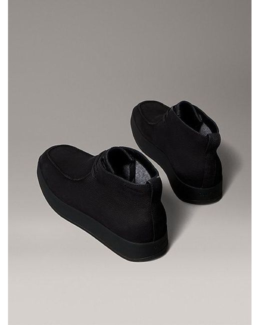 Calvin Klein Black Leather Warm Hybrid Cupsole Chukka Boots for men