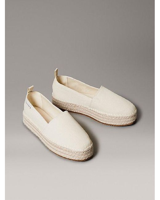 Calvin Klein Canvas Plateau-Espadrilles in het Metallic