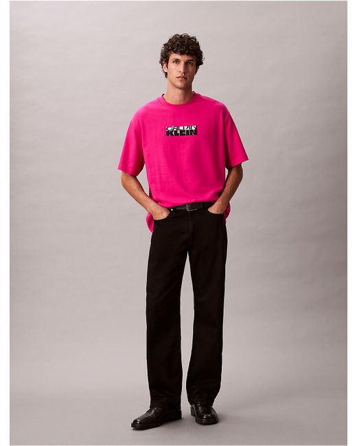 Calvin Klein Pink Calvin Klein Block Logo Graphic Relaxed T-Shirt for men