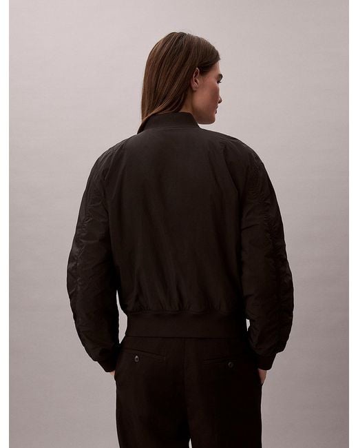 Calvin Klein Brown Lightly Padded Nylon Bomber Jacket